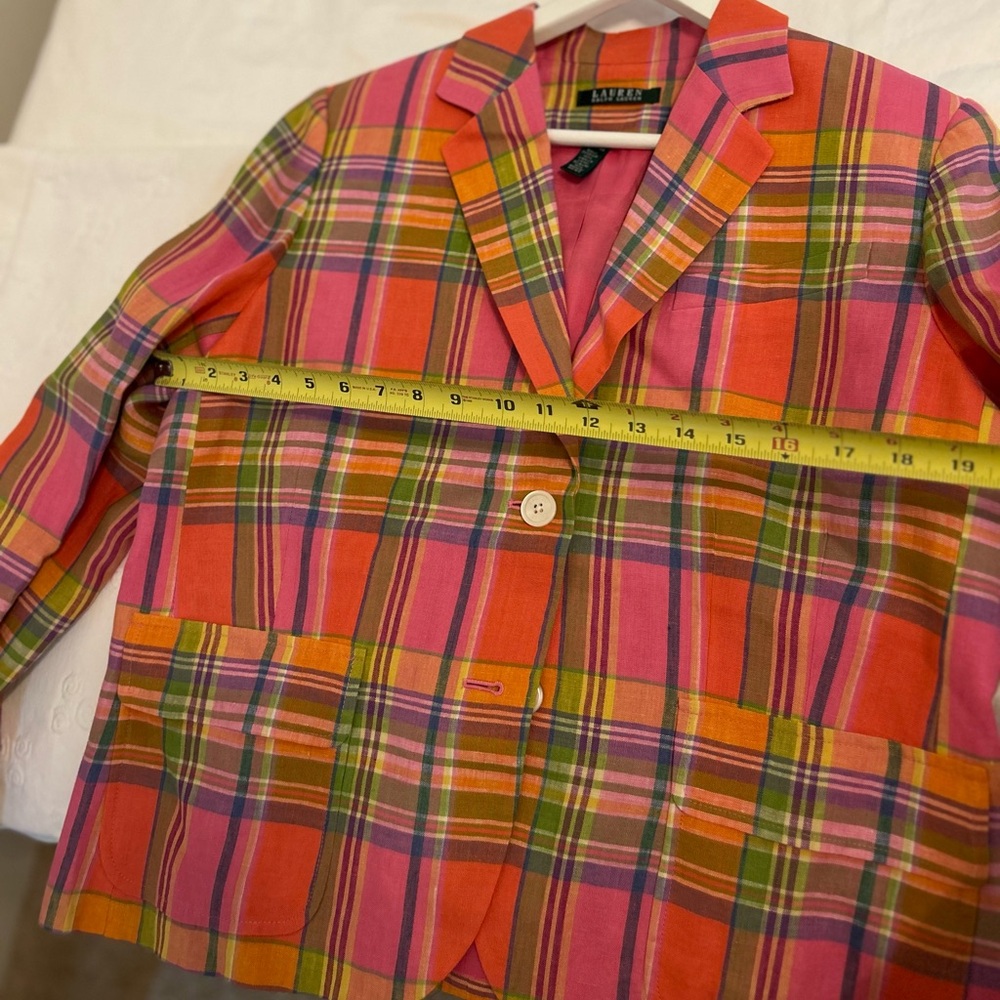LAUREN by RALPH LAUREN PLAID JACKET BLAZER 100% LINEN - NWOT - Picture 7 of 12